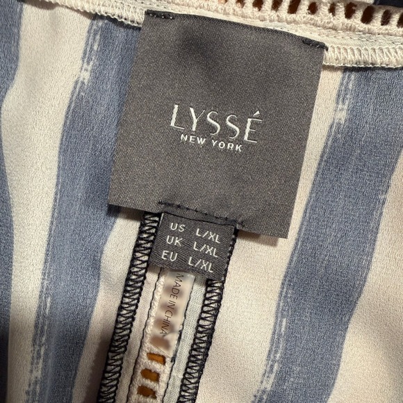 Lysse NY Flowy Gauzy Striped Kimono Kaftan Top L/XL Navy White Summer Vacation - Picture 5 of 12